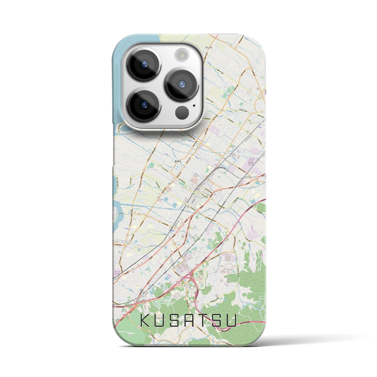 【草津】地図柄iPhoneケース（バックカバータイプ・ナチュラル）iPhone 14 Pro 用