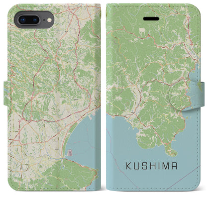 【串間（宮崎県）】地図柄iPhoneケース（手帳タイプ）ナチュラル・iPhone 8Plus /7Plus / 6sPlus / 6Plus 用