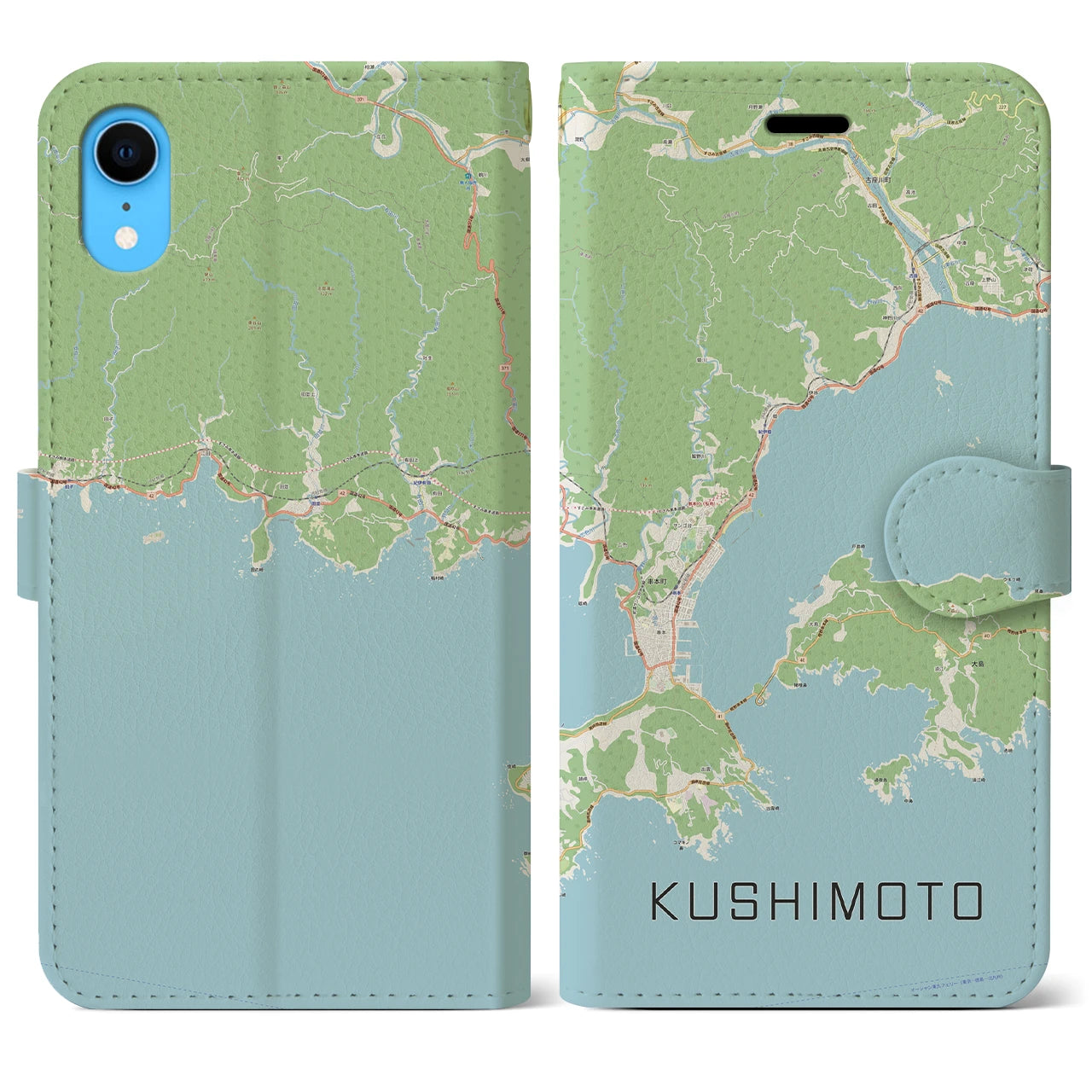 【串本】地図柄iPhoneケース（手帳両面タイプ・ナチュラル）iPhone XR 用