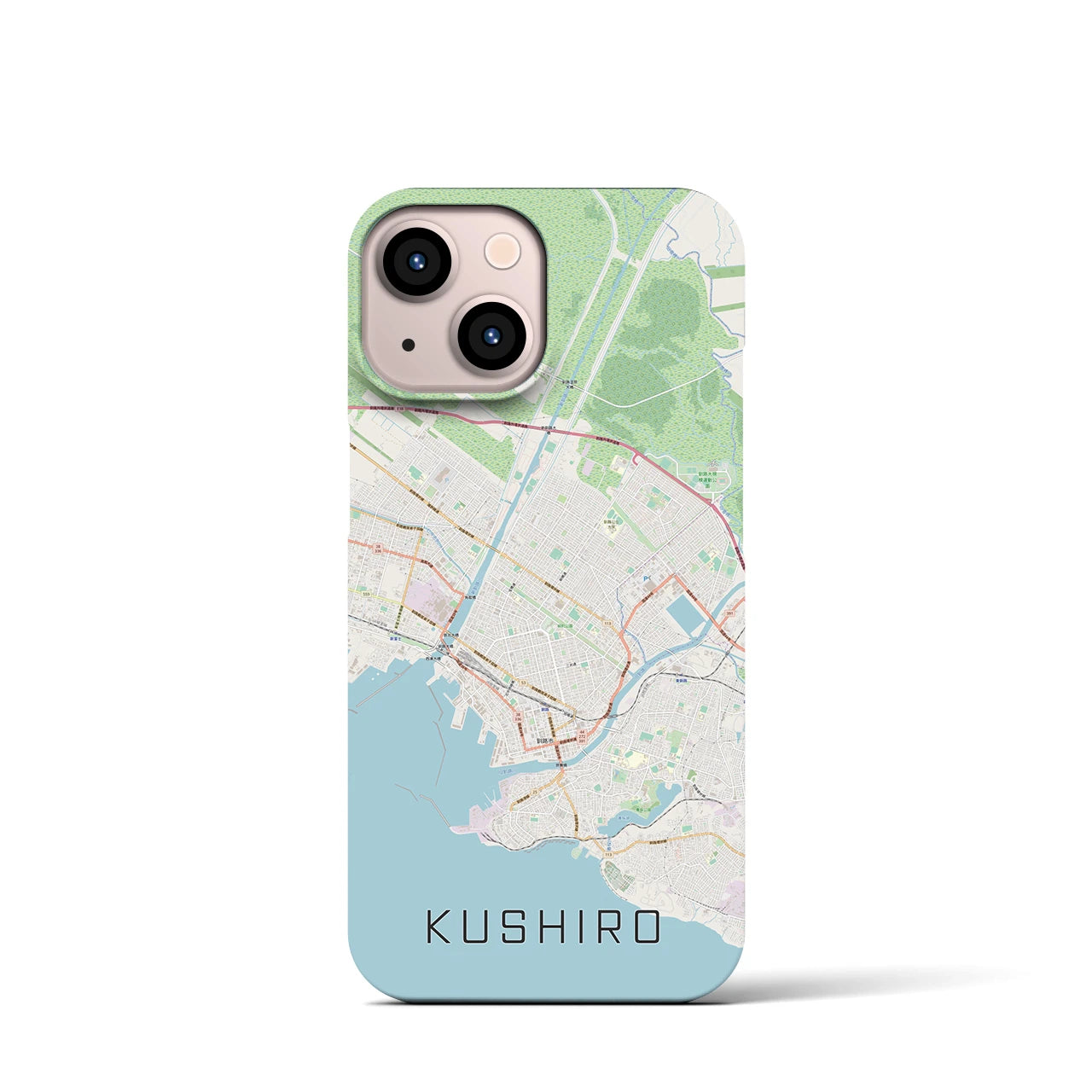 【釧路】地図柄iPhoneケース（バックカバータイプ・ナチュラル）iPhone 13 mini 用