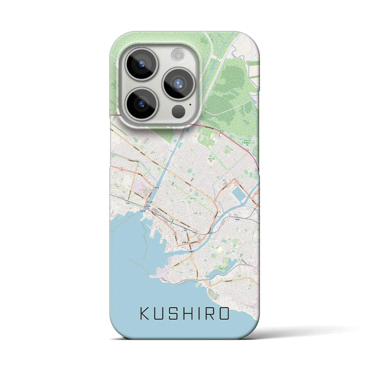 【釧路】地図柄iPhoneケース（バックカバータイプ・ナチュラル）iPhone 15 Pro 用