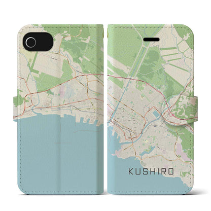 【釧路（北海道）】地図柄iPhoneケース（手帳タイプ）ナチュラル・iPhone SE（第3 / 第2世代） / 8 / 7 / 6s / 6 用