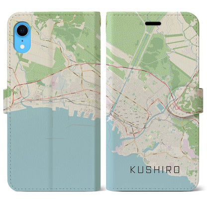 【釧路（北海道）】地図柄iPhoneケース（手帳タイプ）ナチュラル・iPhone XR 用
