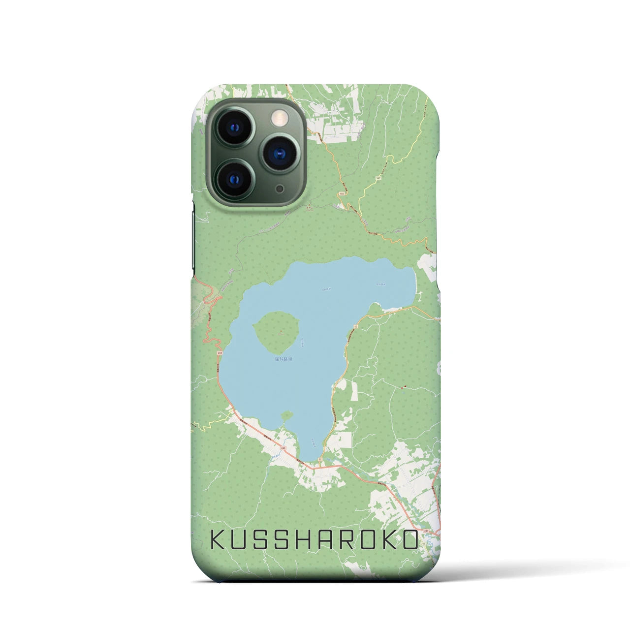 【屈斜路湖】地図柄iPhoneケース（バックカバータイプ・ナチュラル）iPhone 11 Pro 用