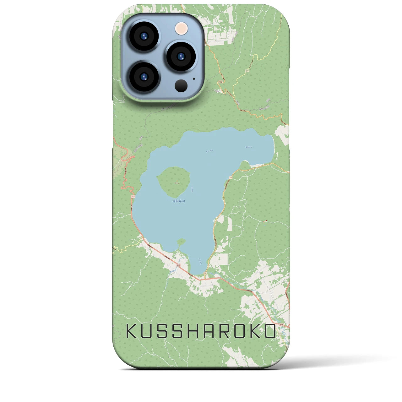 【屈斜路湖】地図柄iPhoneケース（バックカバータイプ・ナチュラル）iPhone 13 Pro Max 用