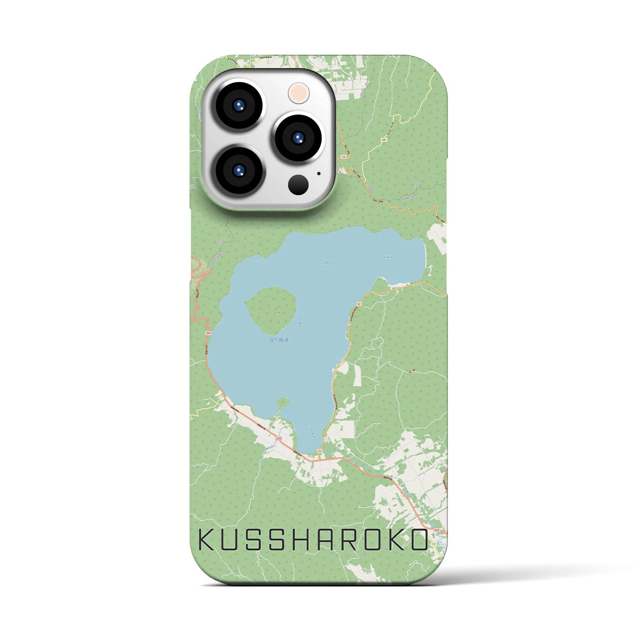 【屈斜路湖】地図柄iPhoneケース（バックカバータイプ・ナチュラル）iPhone 13 Pro 用