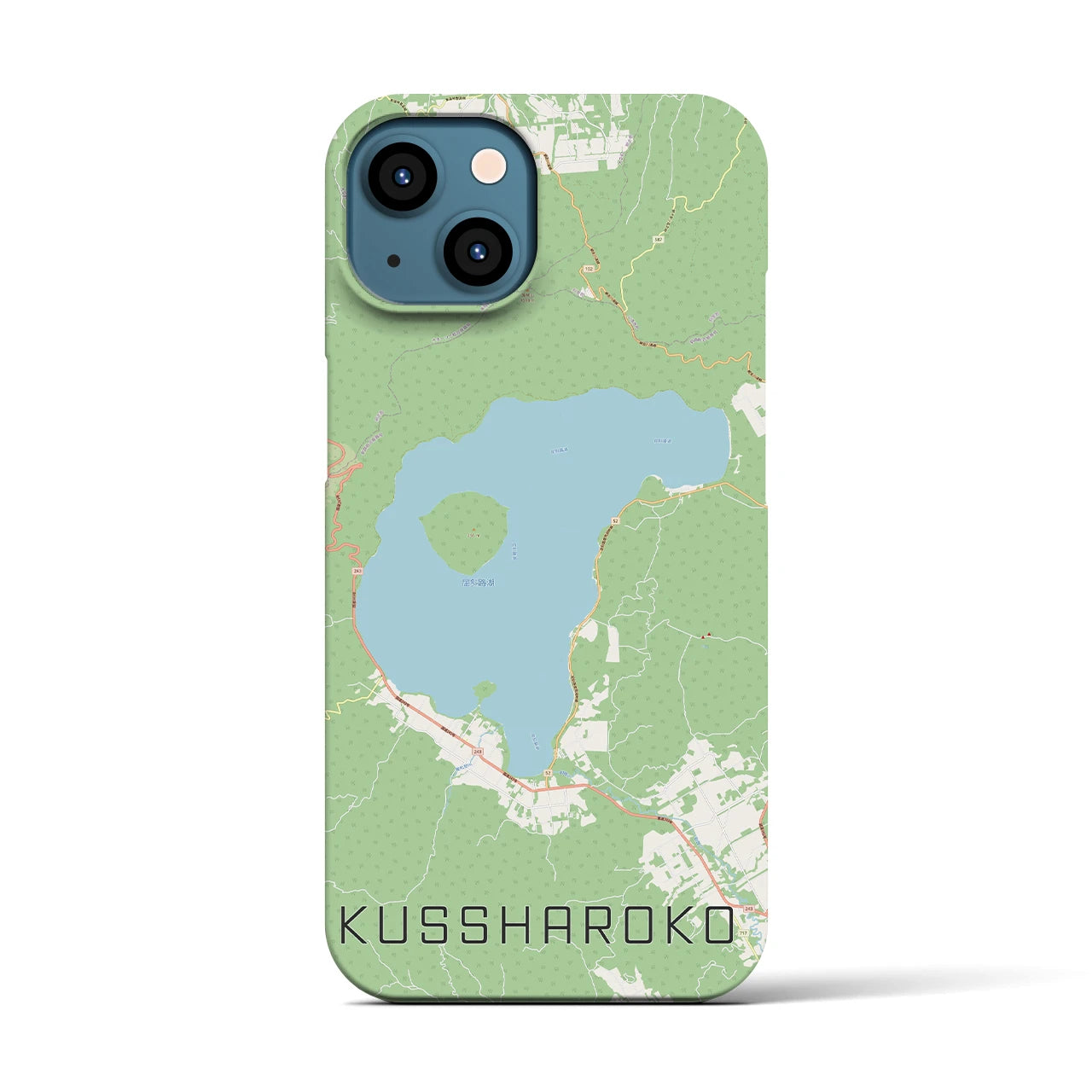 【屈斜路湖】地図柄iPhoneケース（バックカバータイプ・ナチュラル）iPhone 13 用