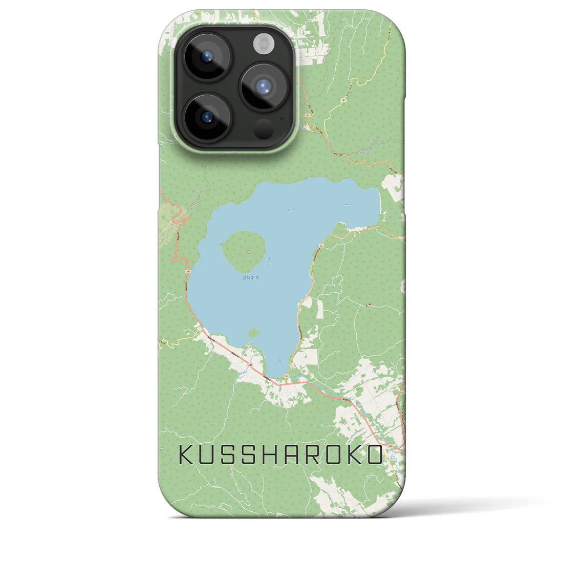 【屈斜路湖】地図柄iPhoneケース（バックカバータイプ・ナチュラル）iPhone 15 Pro Max 用