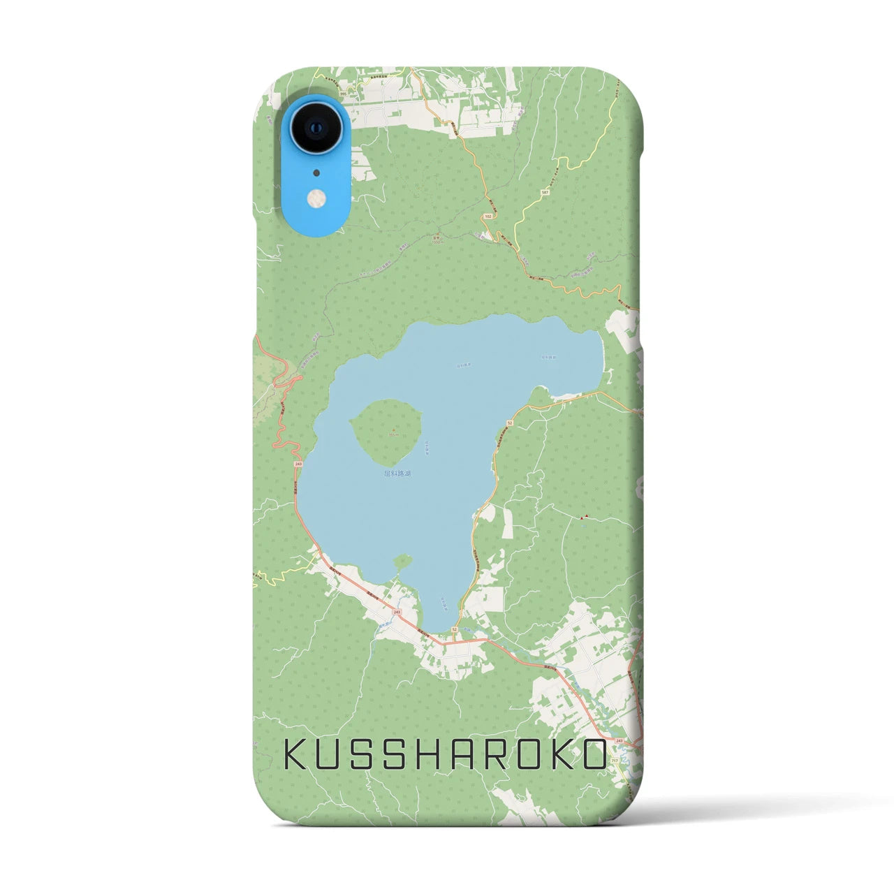 【屈斜路湖】地図柄iPhoneケース（バックカバータイプ・ナチュラル）iPhone XR 用
