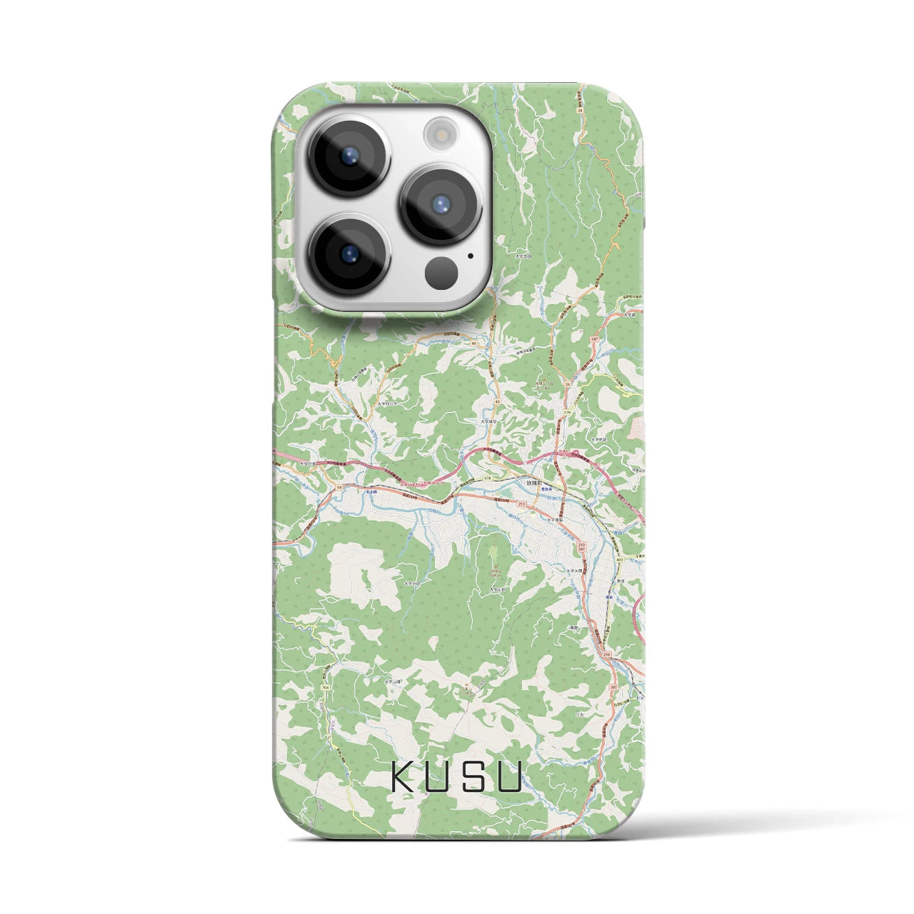 【玖珠】地図柄iPhoneケース（バックカバータイプ・ナチュラル）iPhone 14 Pro 用