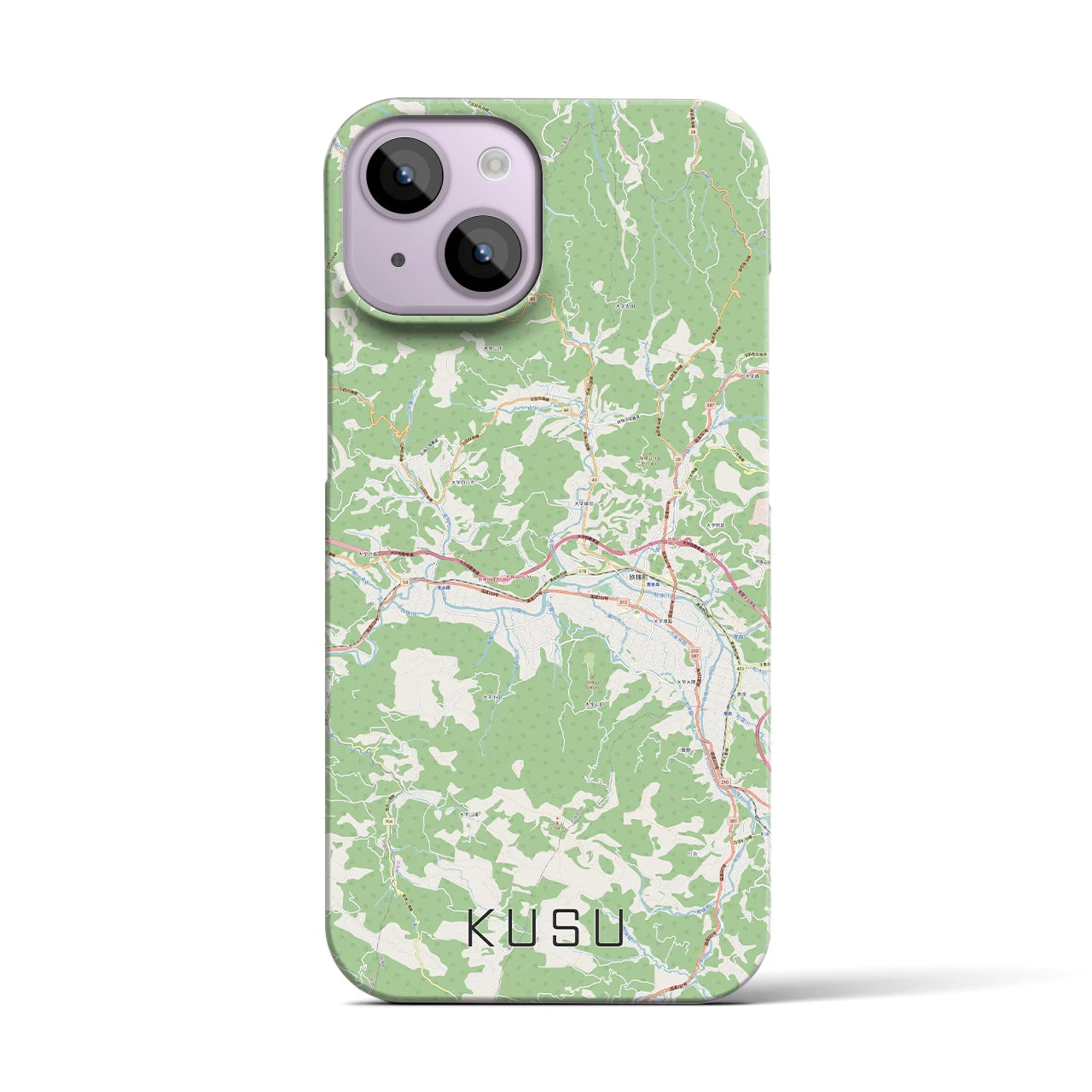 【玖珠】地図柄iPhoneケース（バックカバータイプ・ナチュラル）iPhone 14 用