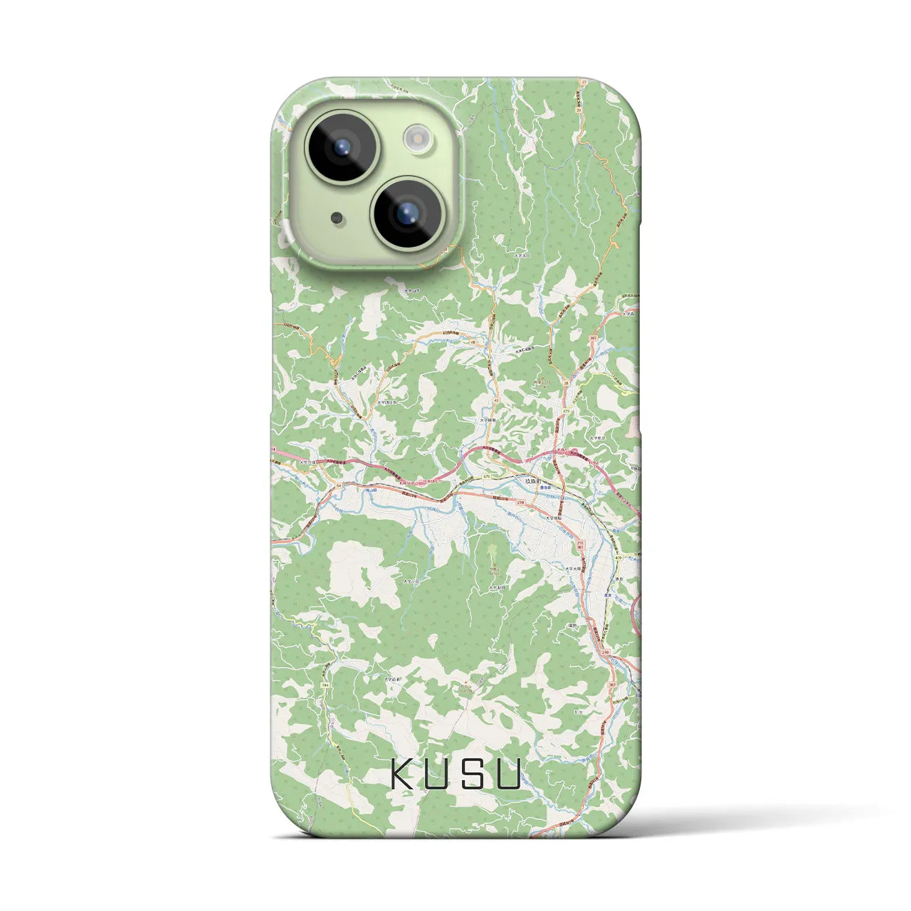 【玖珠】地図柄iPhoneケース（バックカバータイプ・ナチュラル）iPhone 15 用