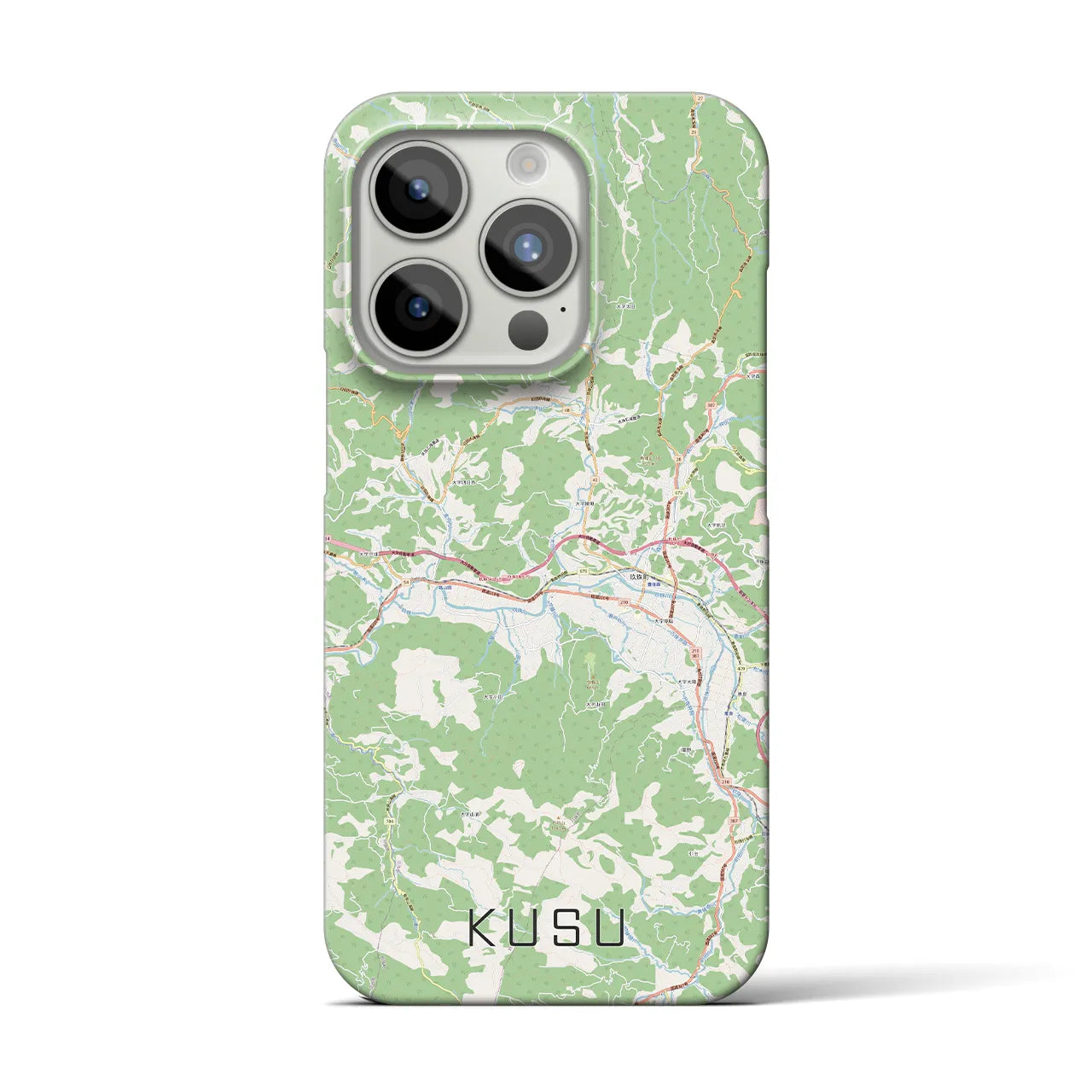 【玖珠】地図柄iPhoneケース（バックカバータイプ・ナチュラル）iPhone 15 Pro 用