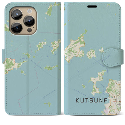 【忽那（愛媛県）】地図柄iPhoneケース（手帳タイプ）ナチュラル・iPhone 14 Pro Max 用