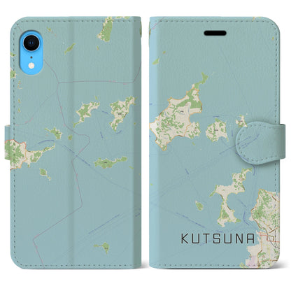 【忽那（愛媛県）】地図柄iPhoneケース（手帳タイプ）ナチュラル・iPhone XR 用
