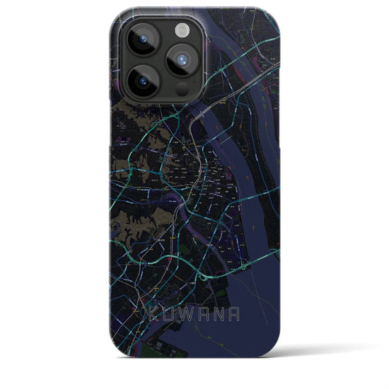 【桑名】地図柄iPhoneケース（バックカバータイプ・ブラック）iPhone 15 Pro Max 用