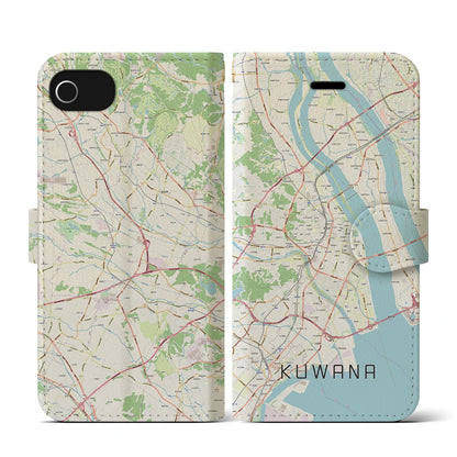 【桑名（三重県）】地図柄iPhoneケース（手帳タイプ）ナチュラル・iPhone SE（第3 / 第2世代） / 8 / 7 / 6s / 6 用