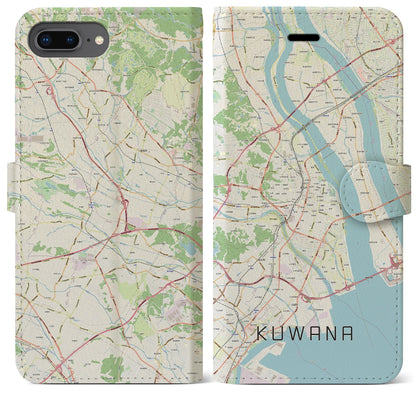 【桑名（三重県）】地図柄iPhoneケース（手帳タイプ）ナチュラル・iPhone 8Plus /7Plus / 6sPlus / 6Plus 用