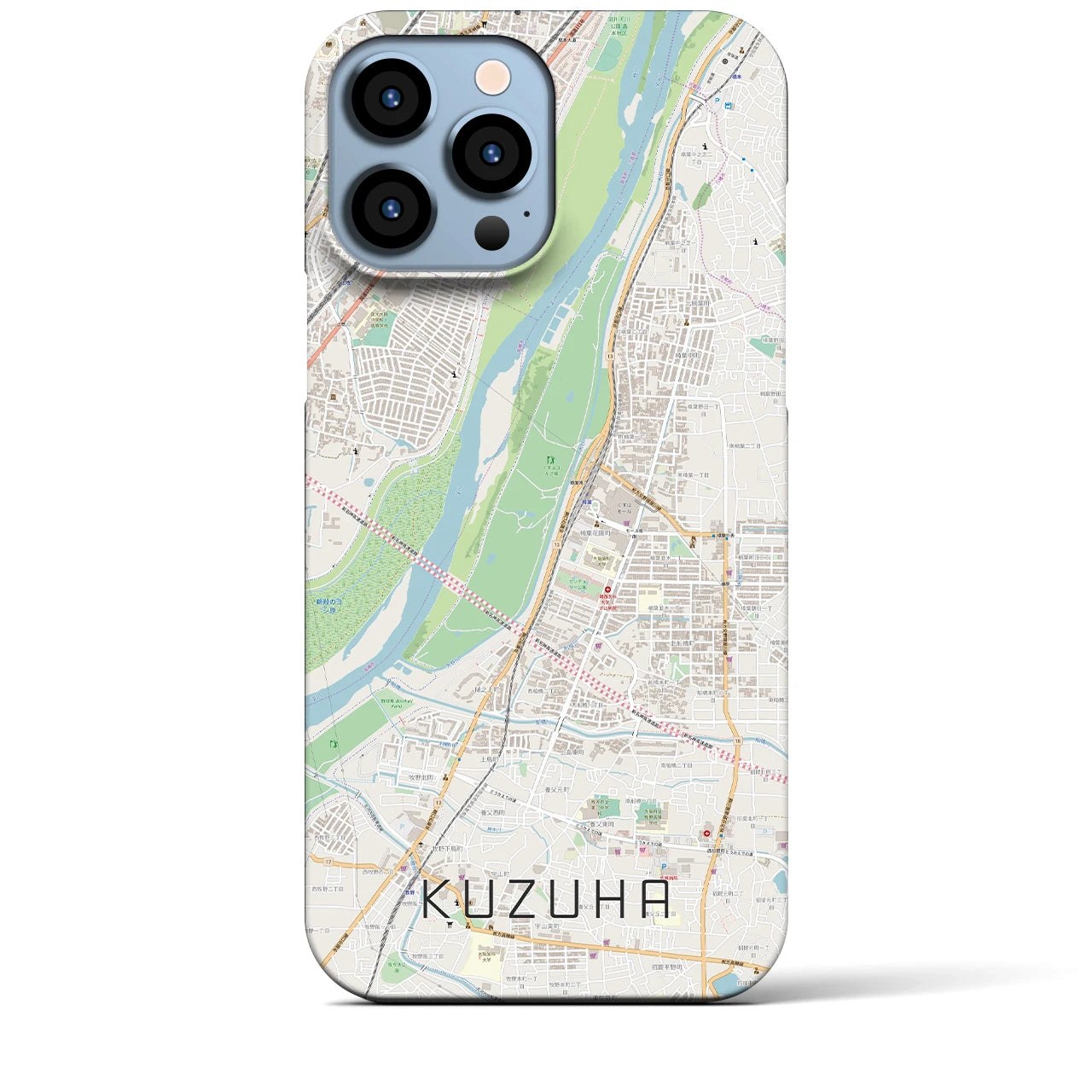 【樟葉】地図柄iPhoneケース（バックカバータイプ・ナチュラル）iPhone 13 Pro Max 用