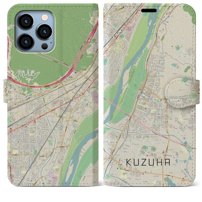 【樟葉（大阪府）】地図柄iPhoneケース（手帳タイプ）ナチュラル・iPhone 13 Pro Max 用