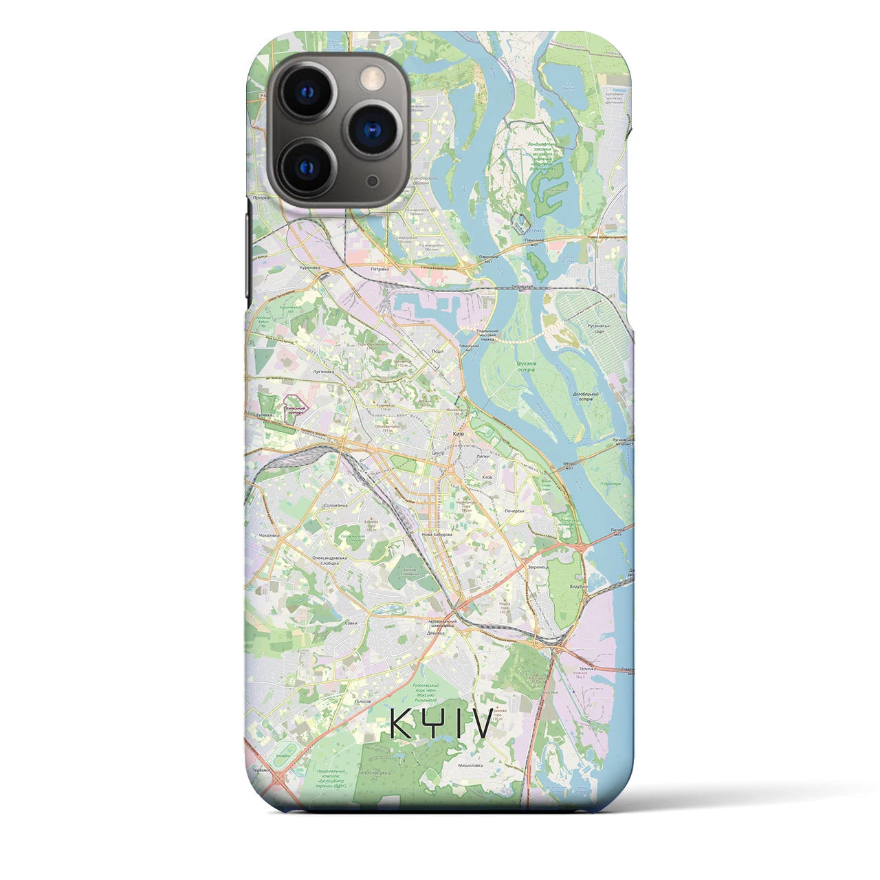【キーウ】地図柄iPhoneケース（バックカバータイプ・ナチュラル）iPhone 11 Pro Max 用