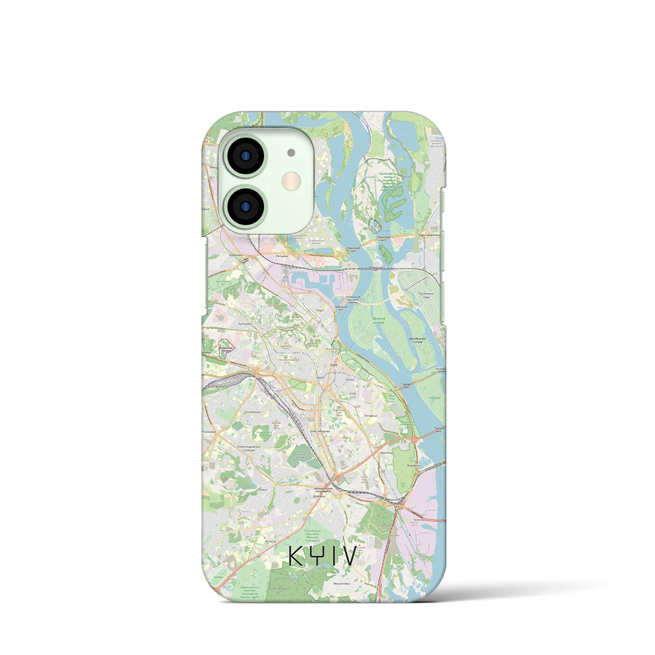 【キーウ】地図柄iPhoneケース（バックカバータイプ・ナチュラル）iPhone 12 mini 用