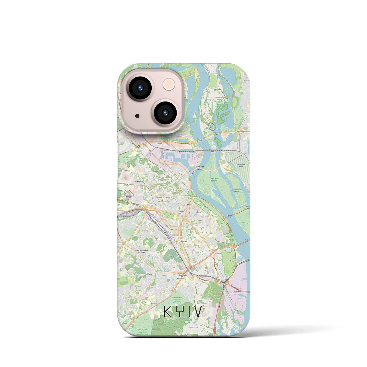 【キーウ】地図柄iPhoneケース（バックカバータイプ・ナチュラル）iPhone 13 mini 用