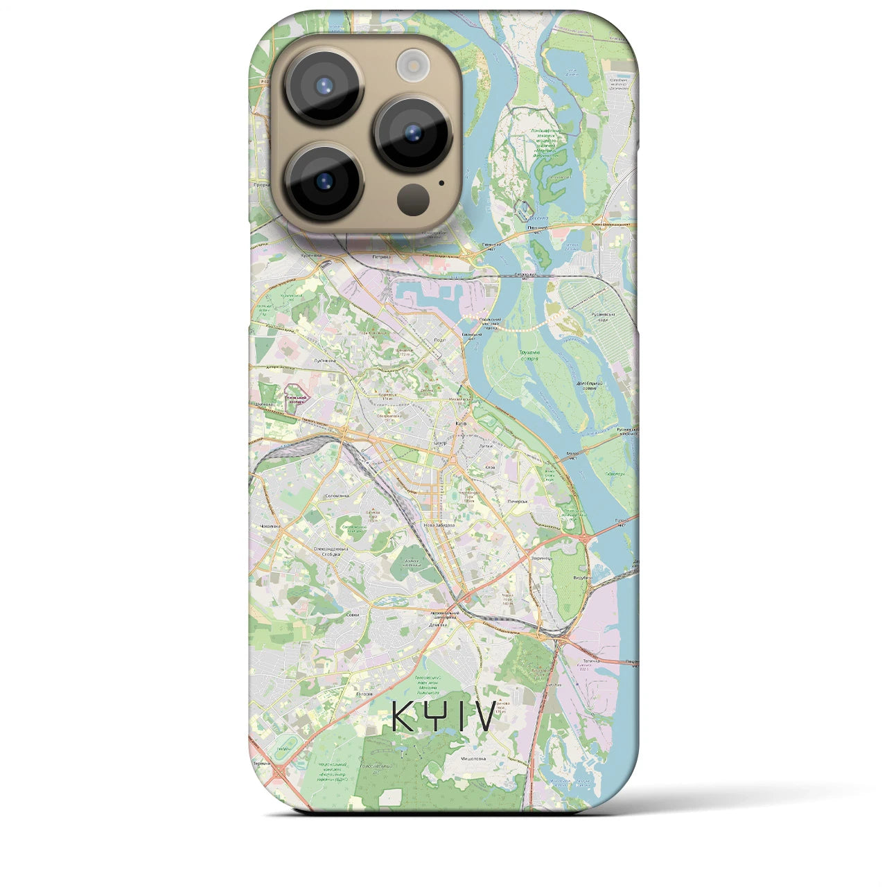 【キーウ】地図柄iPhoneケース（バックカバータイプ・ナチュラル）iPhone 14 Pro Max 用