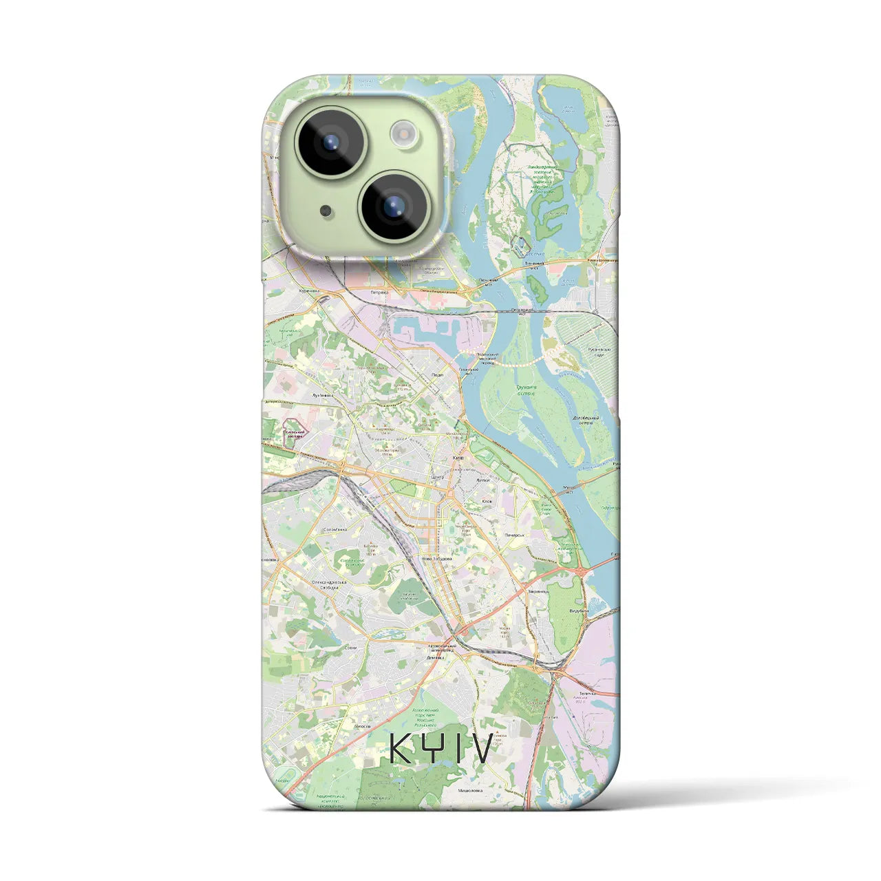 【キーウ】地図柄iPhoneケース（バックカバータイプ・ナチュラル）iPhone 15 用