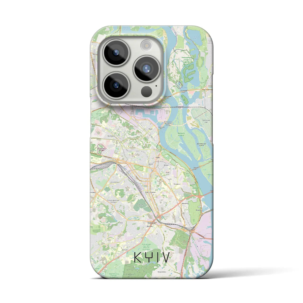 【キーウ】地図柄iPhoneケース（バックカバータイプ・ナチュラル）iPhone 15 Pro 用