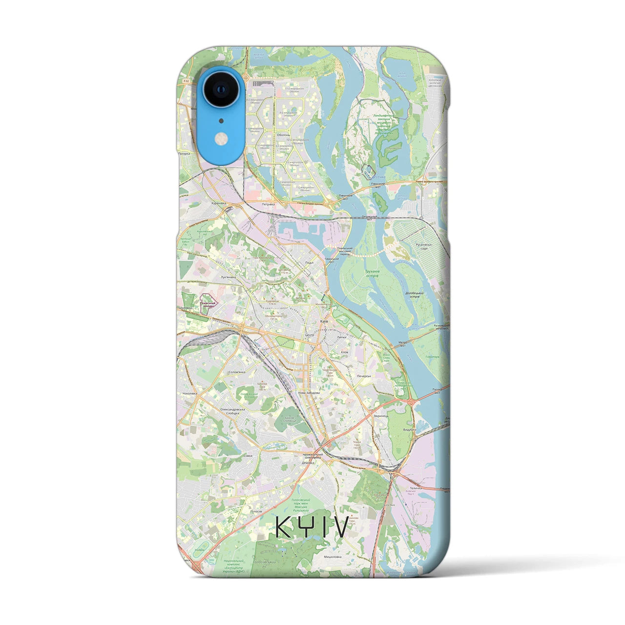 【キーウ】地図柄iPhoneケース（バックカバータイプ・ナチュラル）iPhone XR 用