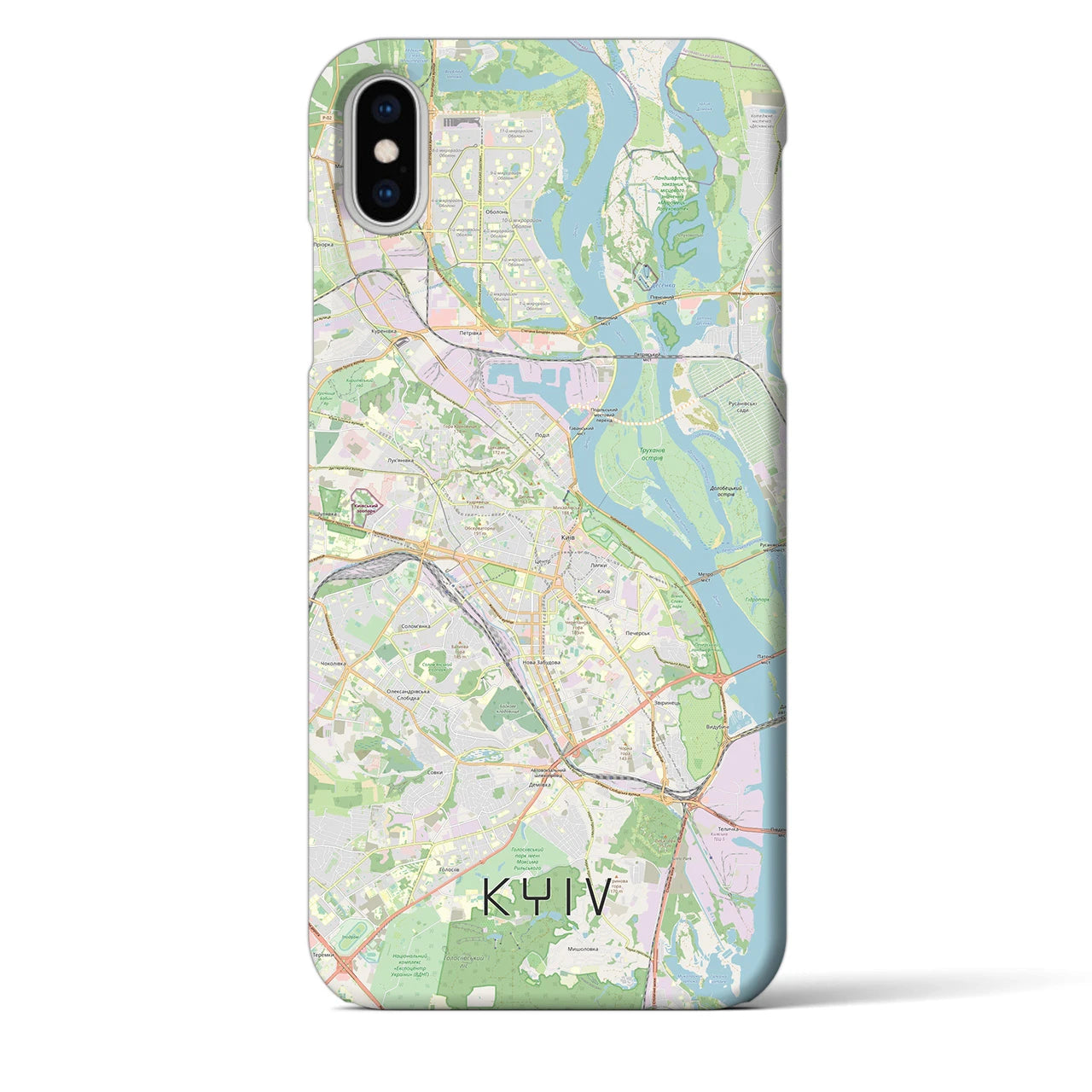 【キーウ】地図柄iPhoneケース（バックカバータイプ・ナチュラル）iPhone XS Max 用