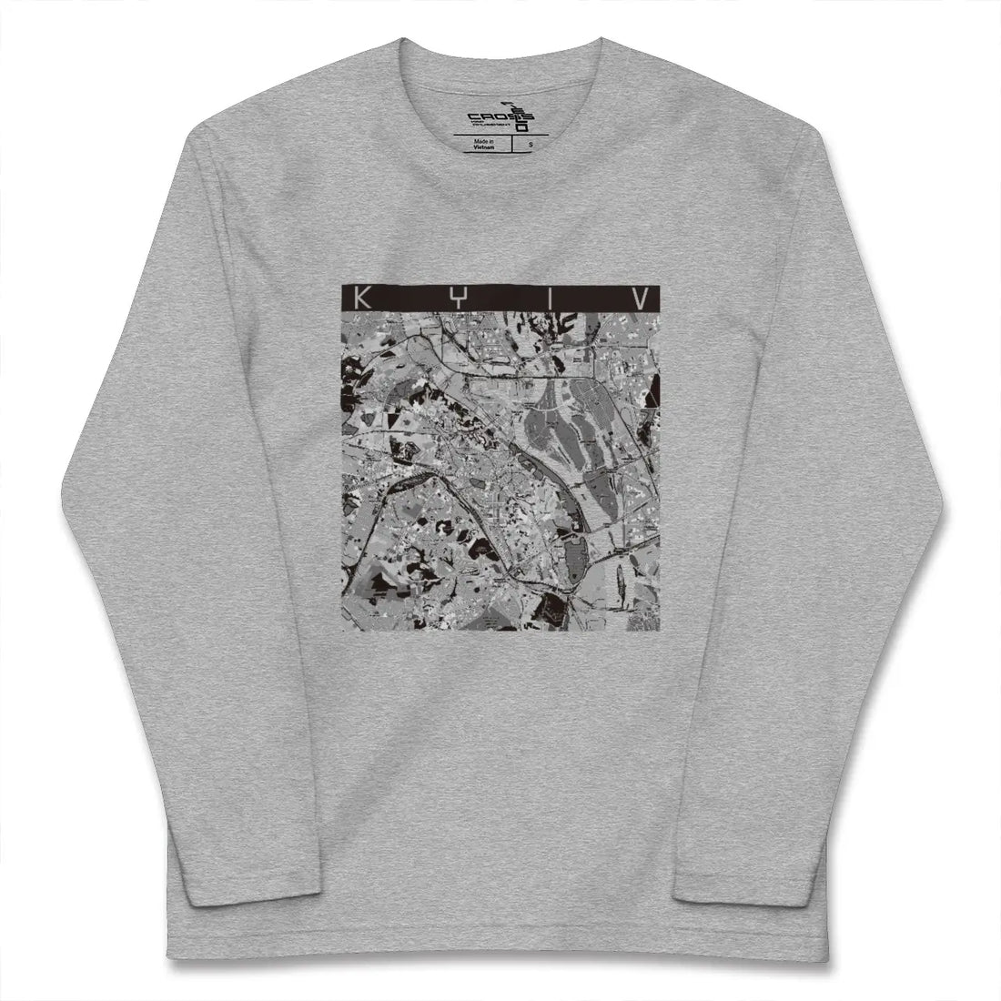 【キーウ(ウクライナ)】地図柄ロングスリーブTシャツ
