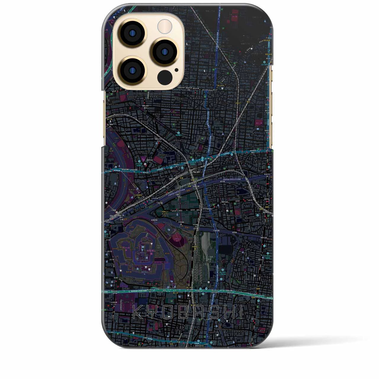 【京橋】地図柄iPhoneケース（バックカバータイプ・ブラック）iPhone 12 Pro Max 用