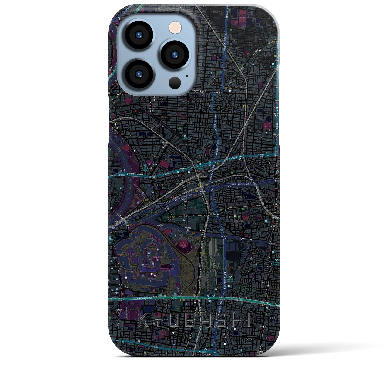 【京橋】地図柄iPhoneケース（バックカバータイプ・ブラック）iPhone 13 Pro Max 用