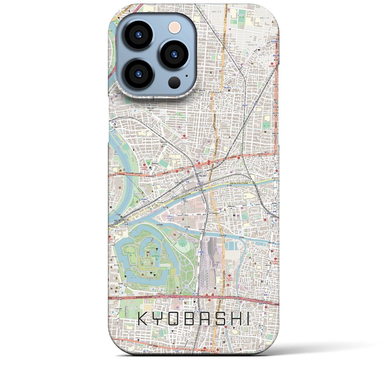 【京橋】地図柄iPhoneケース（バックカバータイプ・ナチュラル）iPhone 13 Pro Max 用