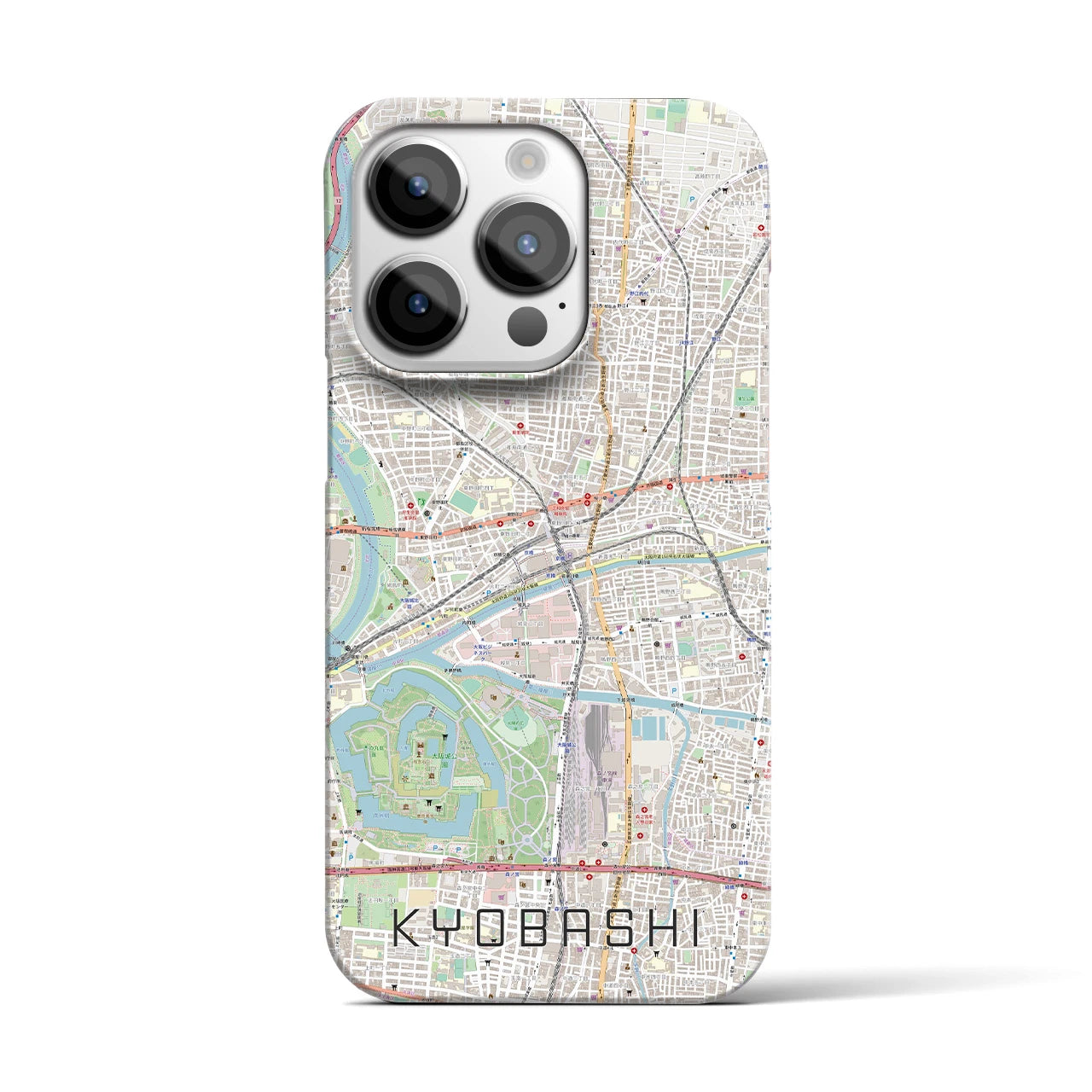 【京橋】地図柄iPhoneケース（バックカバータイプ・ナチュラル）iPhone 14 Pro 用