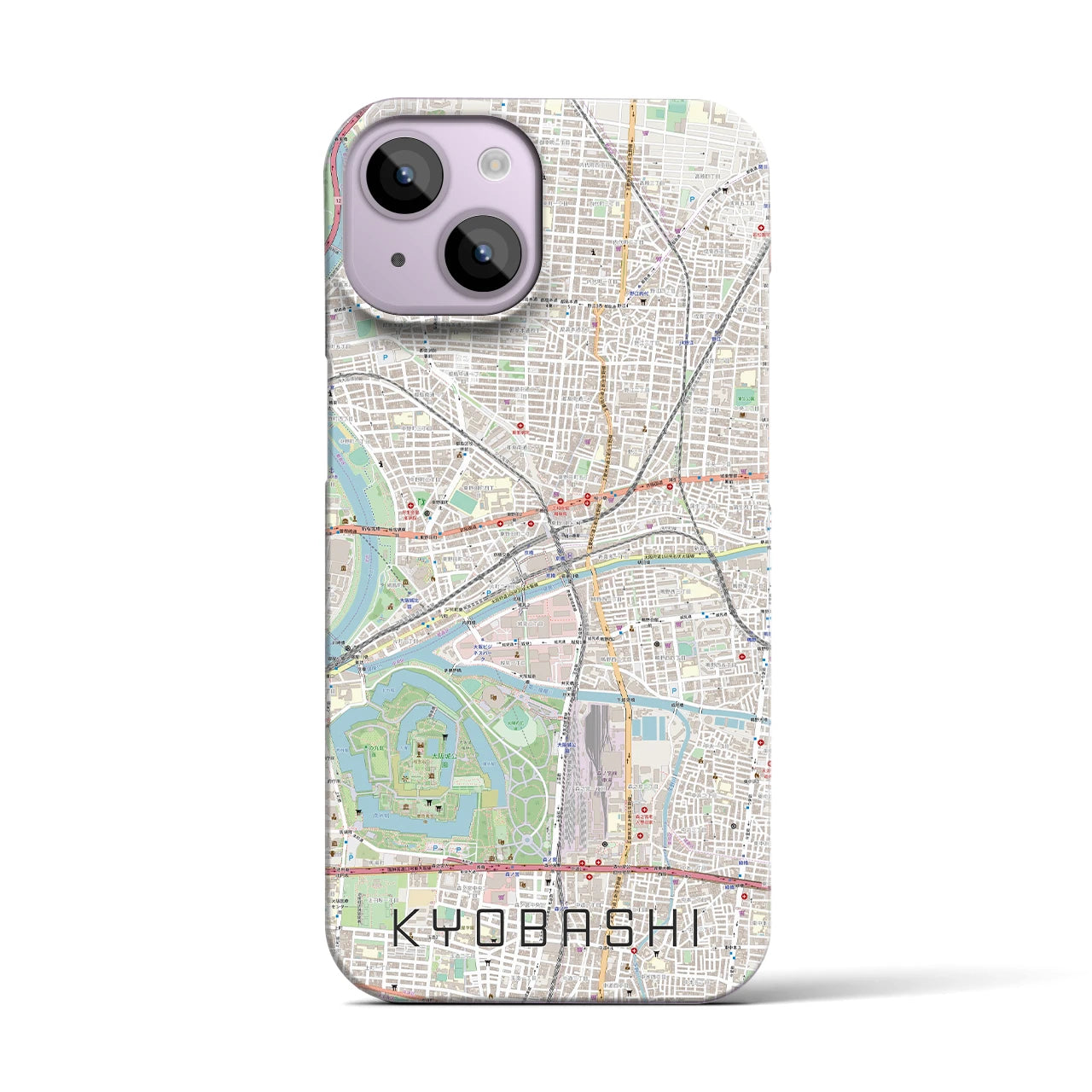【京橋】地図柄iPhoneケース（バックカバータイプ・ナチュラル）iPhone 14 用