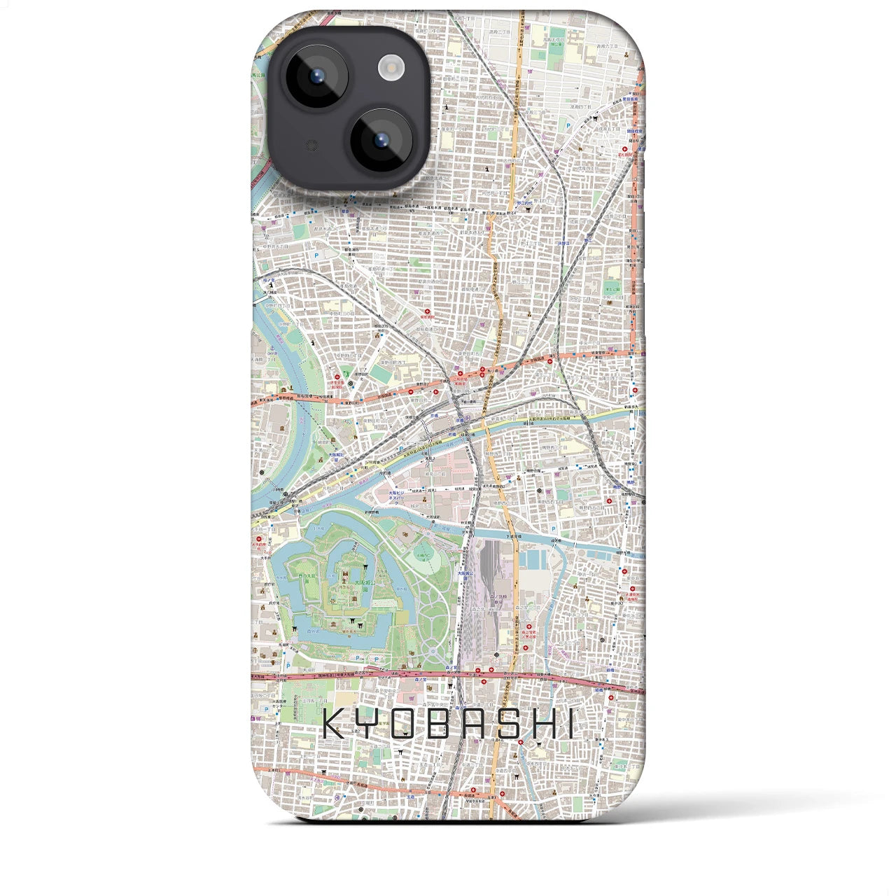 【京橋】地図柄iPhoneケース（バックカバータイプ・ナチュラル）iPhone 14 Plus 用