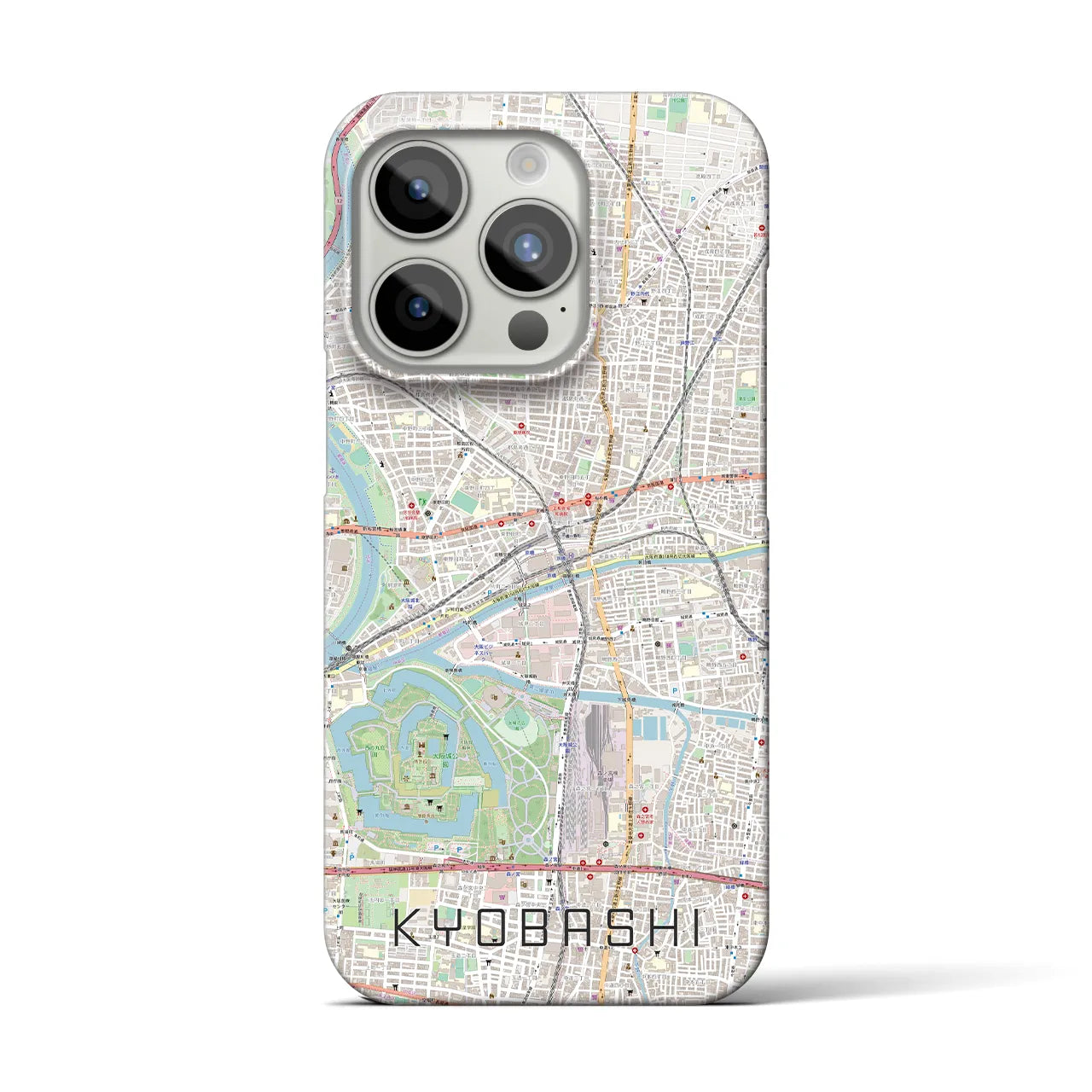 【京橋】地図柄iPhoneケース（バックカバータイプ・ナチュラル）iPhone 15 Pro 用