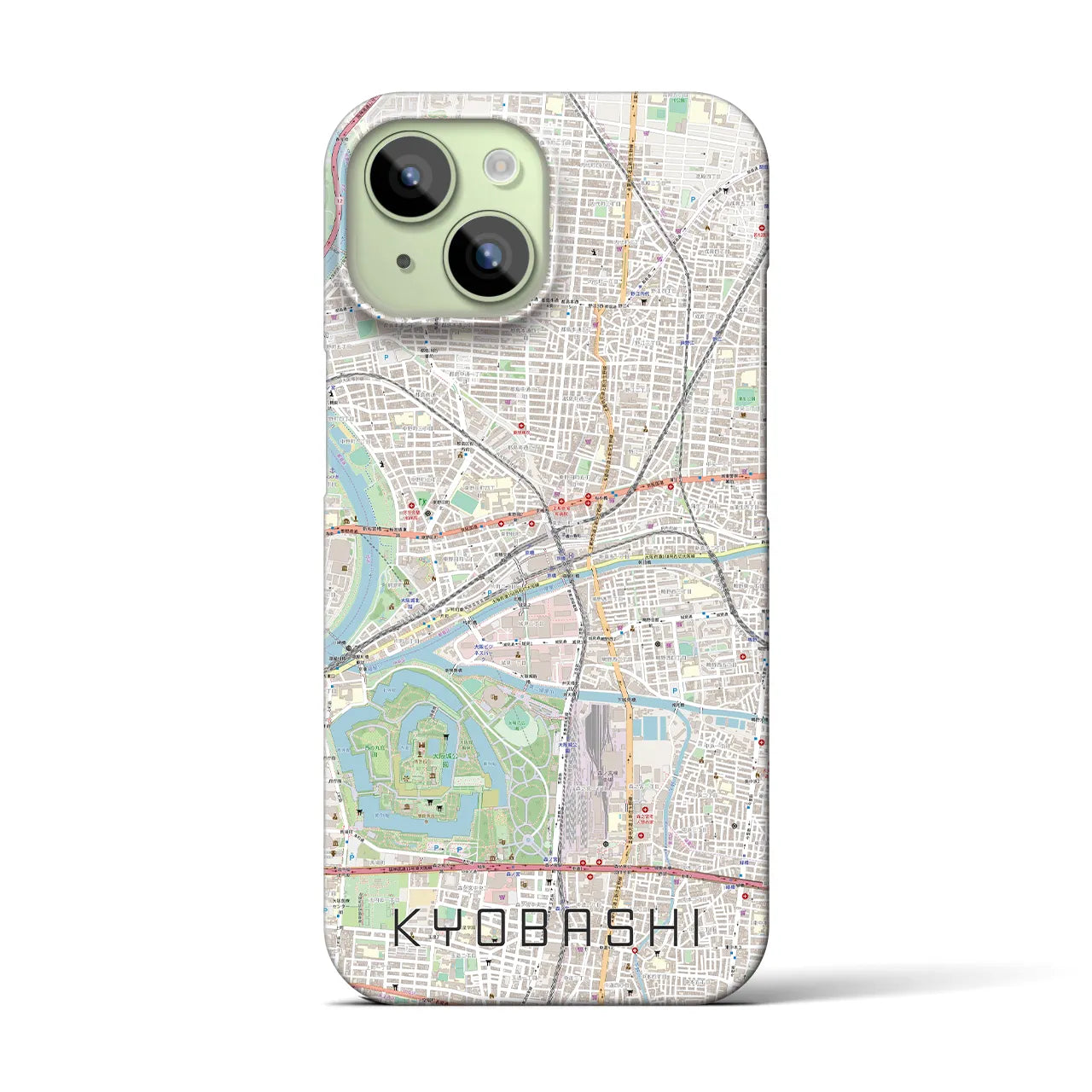 【京橋】地図柄iPhoneケース（バックカバータイプ・ナチュラル）iPhone 15 用