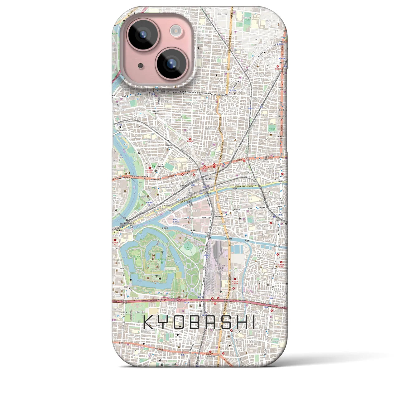 【京橋】地図柄iPhoneケース（バックカバータイプ・ナチュラル）iPhone 15 Plus 用