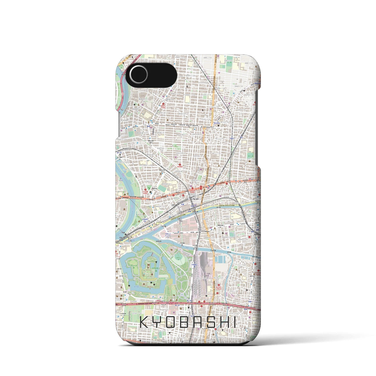 【京橋】地図柄iPhoneケース（バックカバータイプ・ナチュラル）iPhone SE（第3 / 第2世代） / 8 / 7 / 6s / 6 用