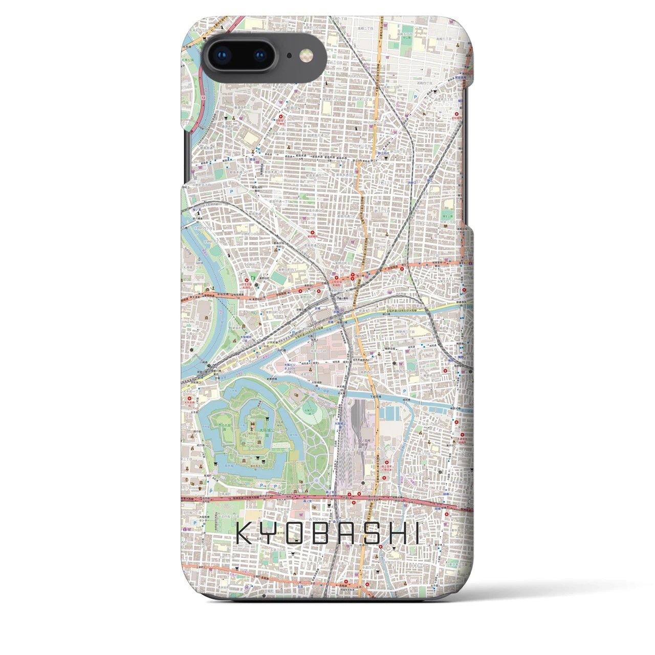 【京橋】地図柄iPhoneケース（バックカバータイプ・ナチュラル）iPhone 8Plus /7Plus / 6sPlus / 6Plus 用