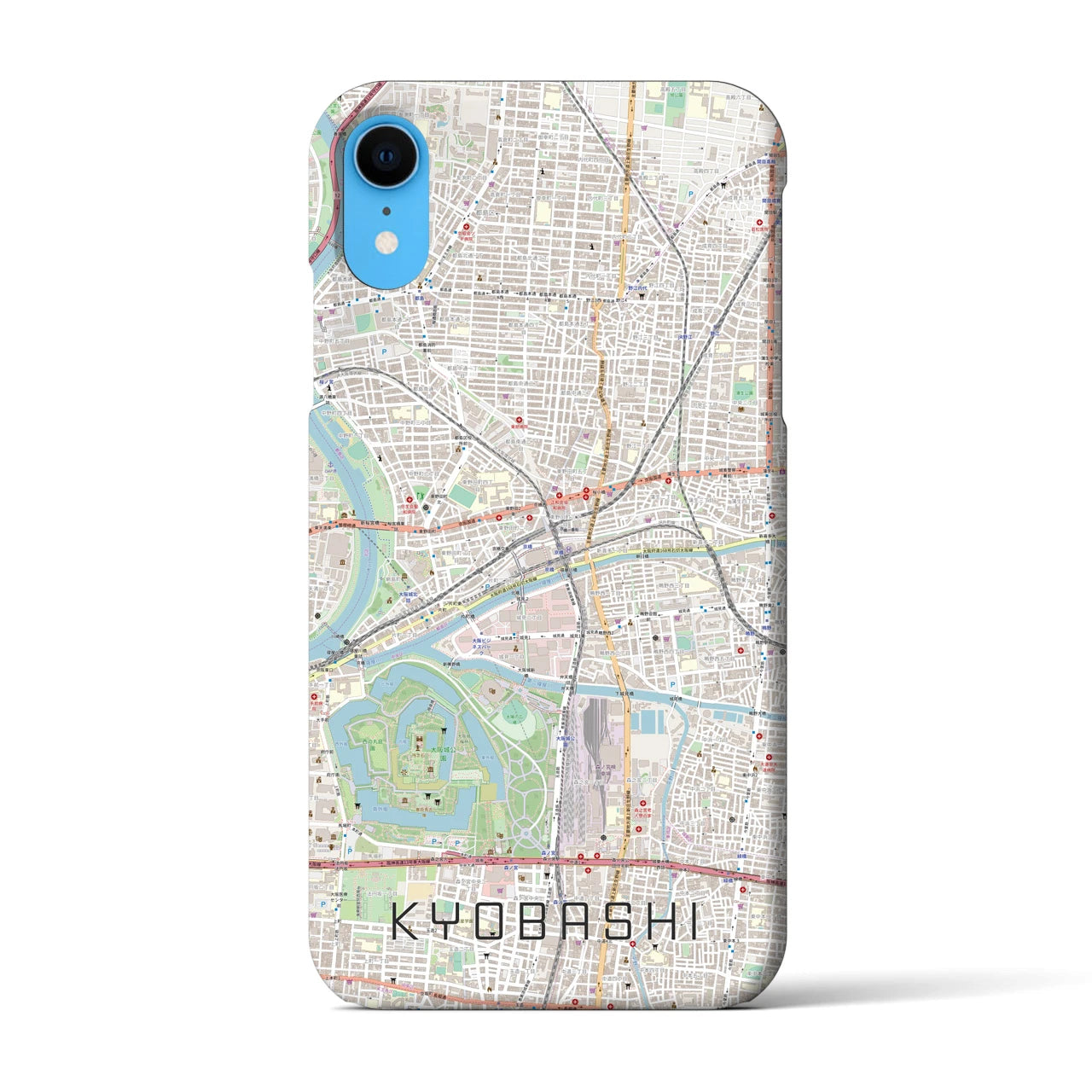 【京橋】地図柄iPhoneケース（バックカバータイプ・ナチュラル）iPhone XR 用