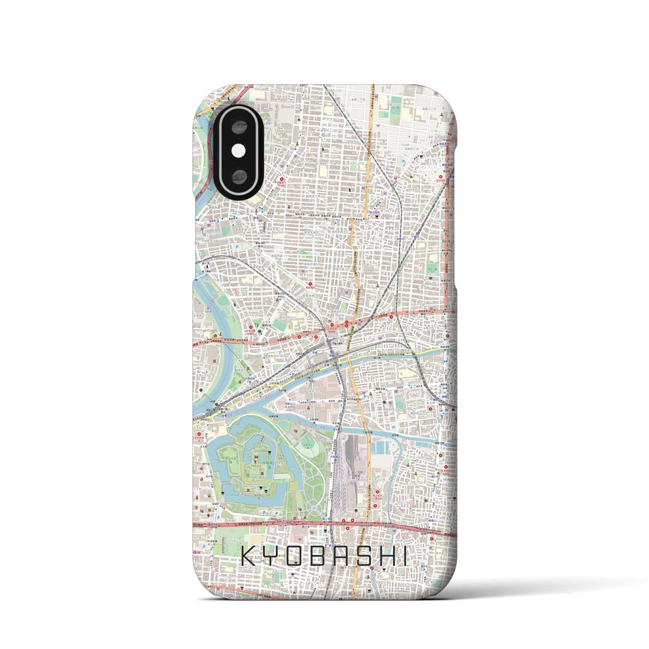 【京橋】地図柄iPhoneケース（バックカバータイプ・ナチュラル）iPhone XS / X 用