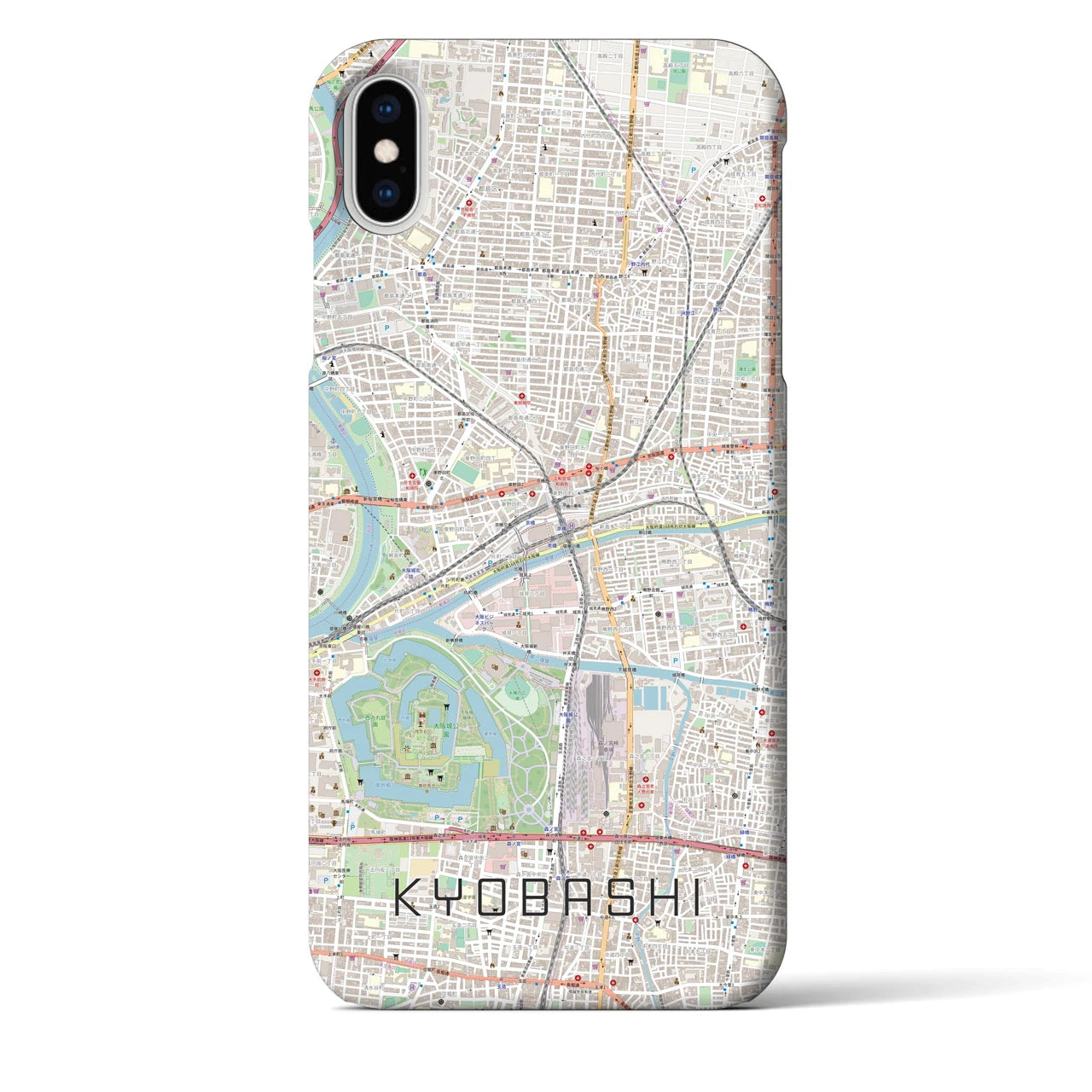 【京橋】地図柄iPhoneケース（バックカバータイプ・ナチュラル）iPhone XS Max 用