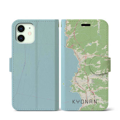 【鋸南（千葉県）】地図柄iPhoneケース（手帳タイプ）ナチュラル・iPhone 12 mini 用