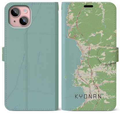 【鋸南（千葉県）】地図柄iPhoneケース（手帳タイプ）ナチュラル・iPhone 15 Plus 用