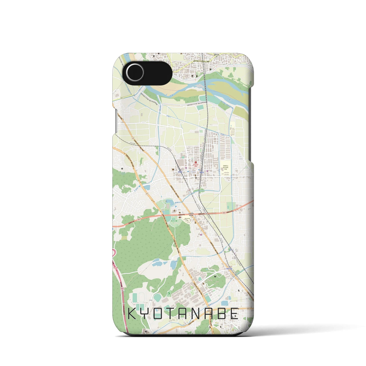 【京田辺】地図柄iPhoneケース（バックカバータイプ・ナチュラル）iPhone SE（第3 / 第2世代） / 8 / 7 / 6s / 6 用